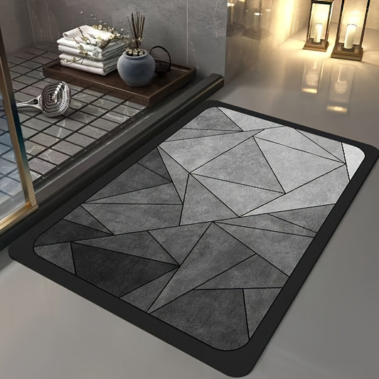Luxury Quick-Dry Bath Mat - Thick, Absorbent Diatomaceous Earth with Non-Slip Rubber Base for Bathroom Entrance