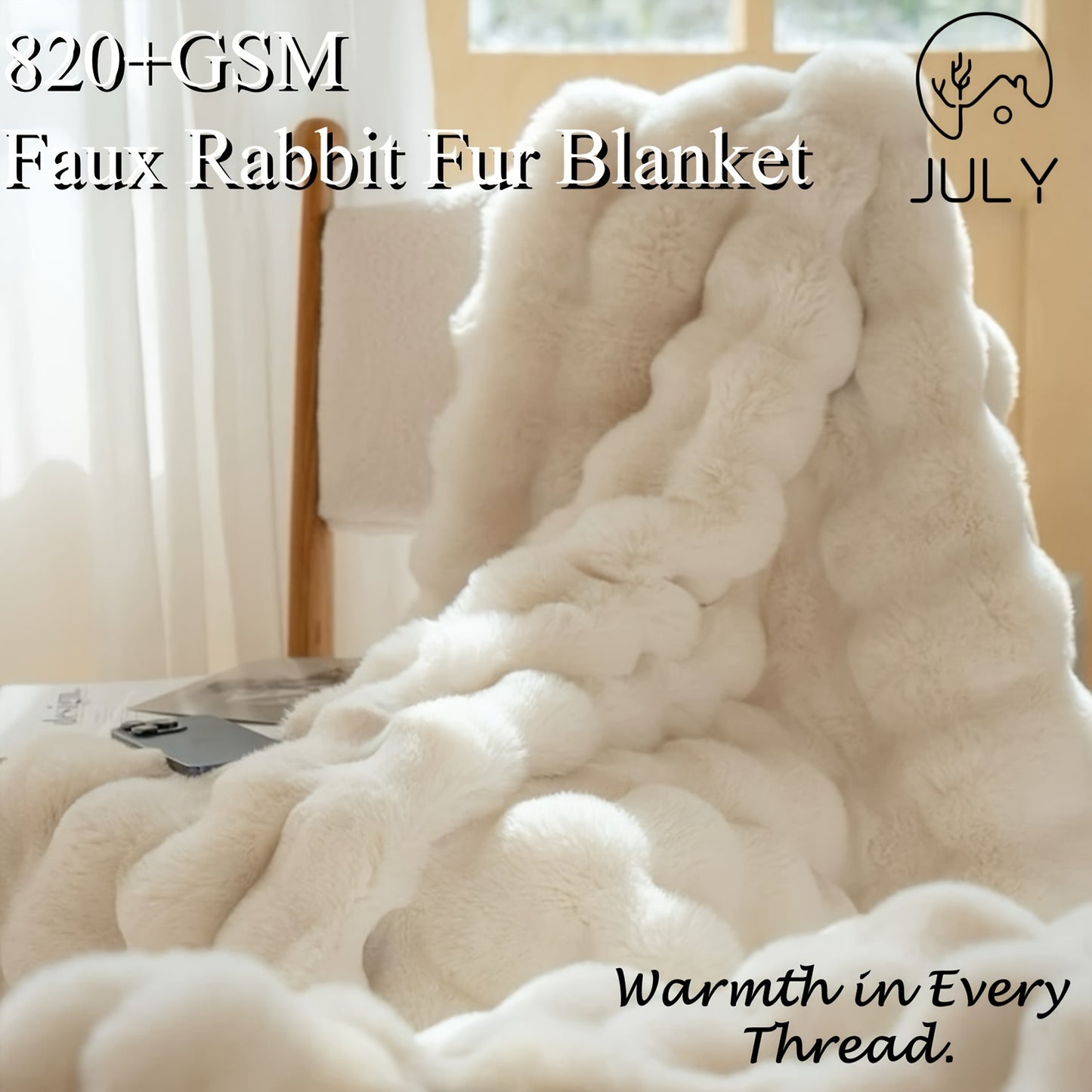 Soft & Warm Cozy Faux Rabbit Fleece Blanket - Multifunctional Throw with Plush, Lightweight, Easy-Care Design for All Seasons