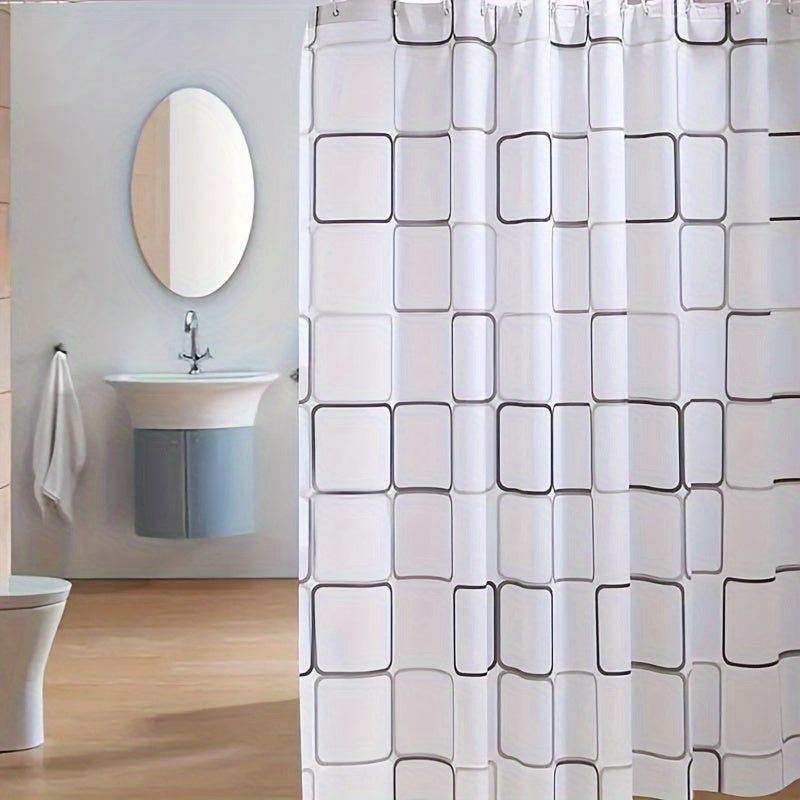 Stylish Geometric Pattern Shower Curtain - Waterproof, Thickened, and Light-Blocking for Ultimate Privacy, Unscented, No Power or Battery Needed, Easy to Install and Clean, Contemporary Design for Bathroom Decor
