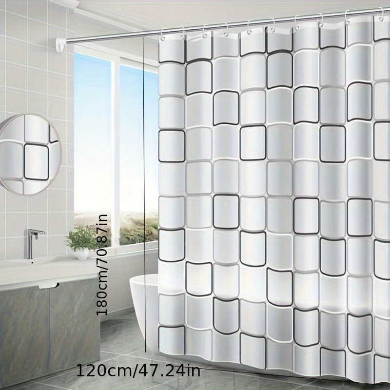 Stylish Geometric Pattern Shower Curtain - Waterproof, Thickened, and Light-Blocking for Ultimate Privacy, Unscented, No Power or Battery Needed, Easy to Install and Clean, Contemporary Design for Bathroom Decor