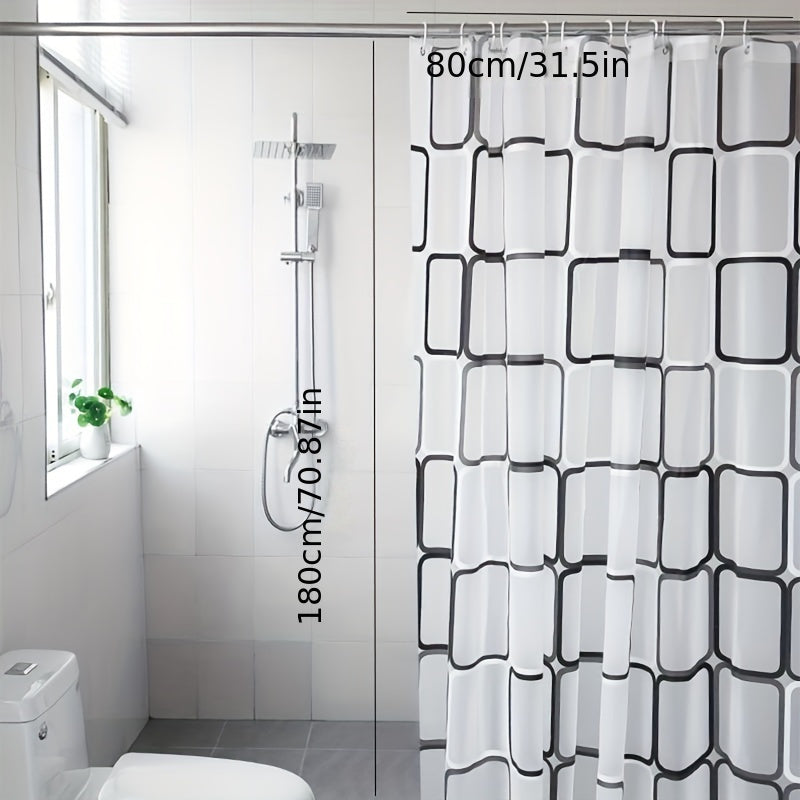 Stylish Geometric Pattern Shower Curtain - Waterproof, Thickened, and Light-Blocking for Ultimate Privacy, Unscented, No Power or Battery Needed, Easy to Install and Clean, Contemporary Design for Bathroom Decor