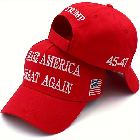 2-Pack Trump 2024 Embroidered Hats With Adjustable Fit And 3 Red Stickers For Patriotic Support