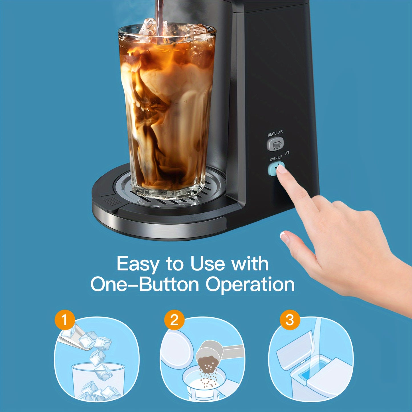Famiworths Iced Coffee Maker, Hot And Cold Coffee Maker Single Serve For K Cup And Ground, With Descaling Reminder And Self Cleaning, Iced Coffee Machine For Home, Office And RV
