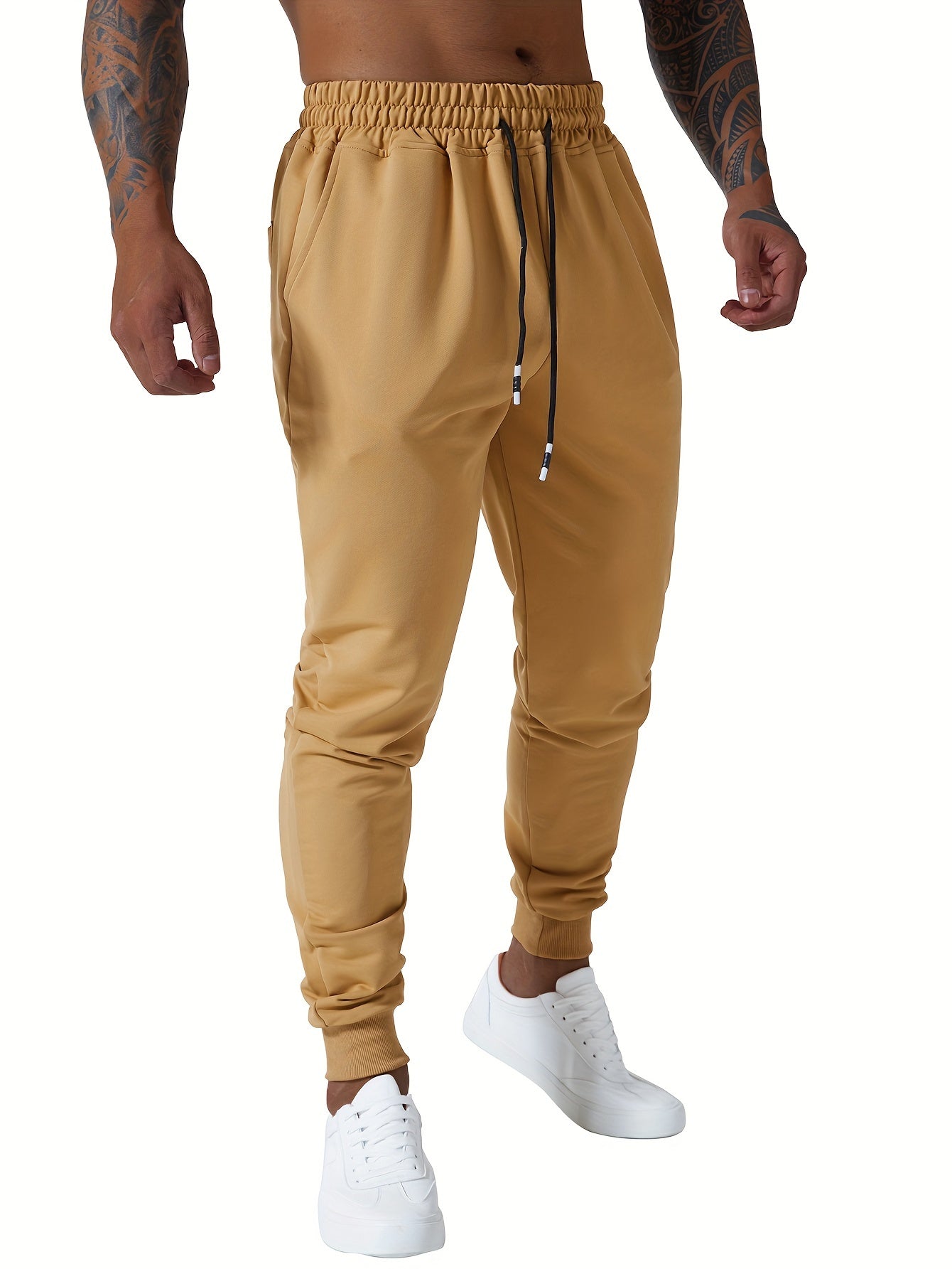 Men's Slim Joggers Workout Pants for Gym Running and Bodybuilding Athletic Bottom Sweatpants with Deep Pockets