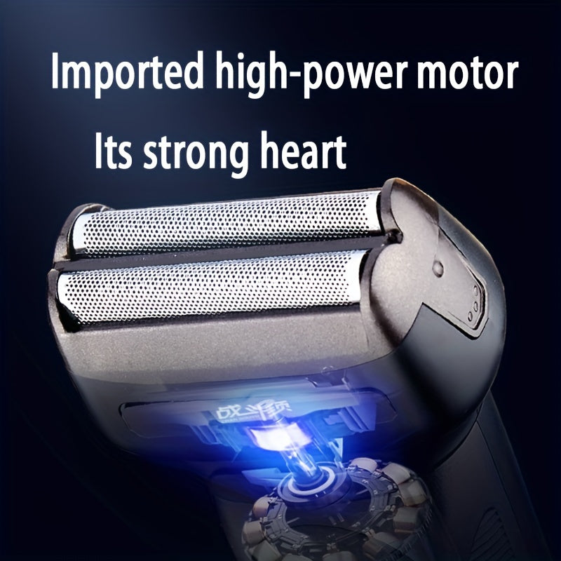 600mAh Rechargeable Multi-Functional Men's Electric Shaver and Hair Clipper Set with Interchangeable Heads for Haircut, Beard, Nose Trimming, High-Power Motor, ABS Material - Perfect Grooming Gift for Men