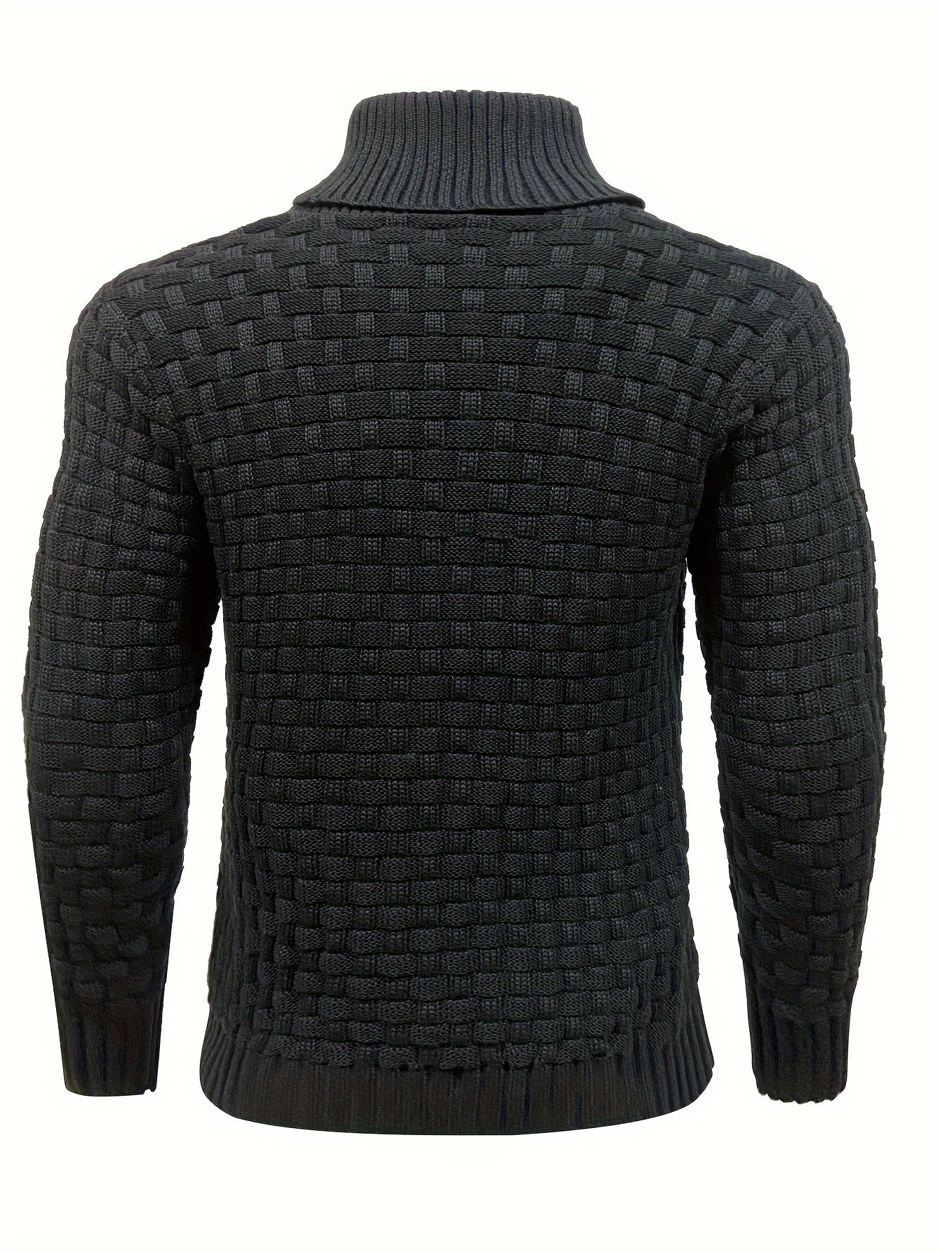 Mens Premium Buttoned Turtleneck Waffle Knit Sweater - Stylish Casual to Business Commuter - Ultra-Comfortable, Warm & Refined Pullover for Effortless Fall & Winter Style