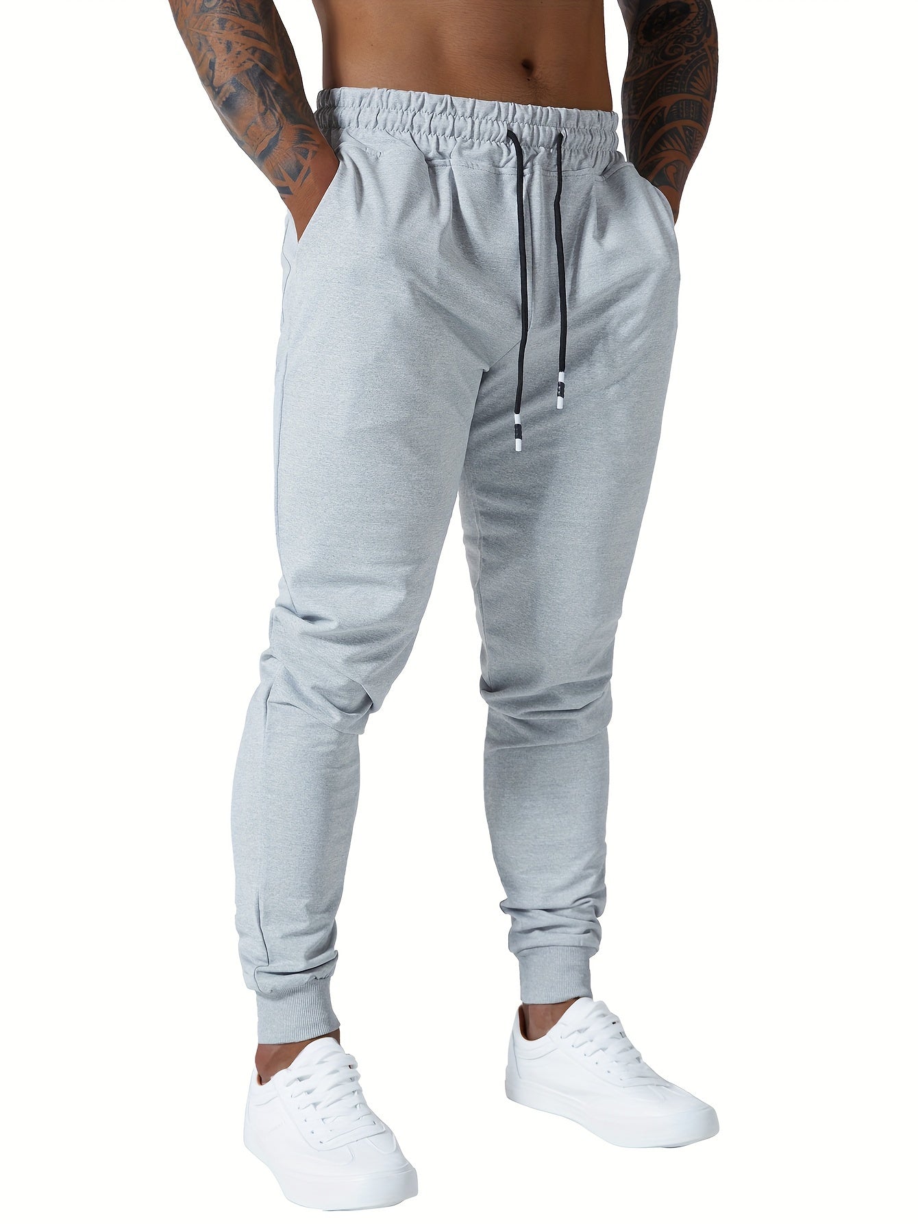 Men's Slim Joggers Workout Pants for Gym Running and Bodybuilding Athletic Bottom Sweatpants with Deep Pockets