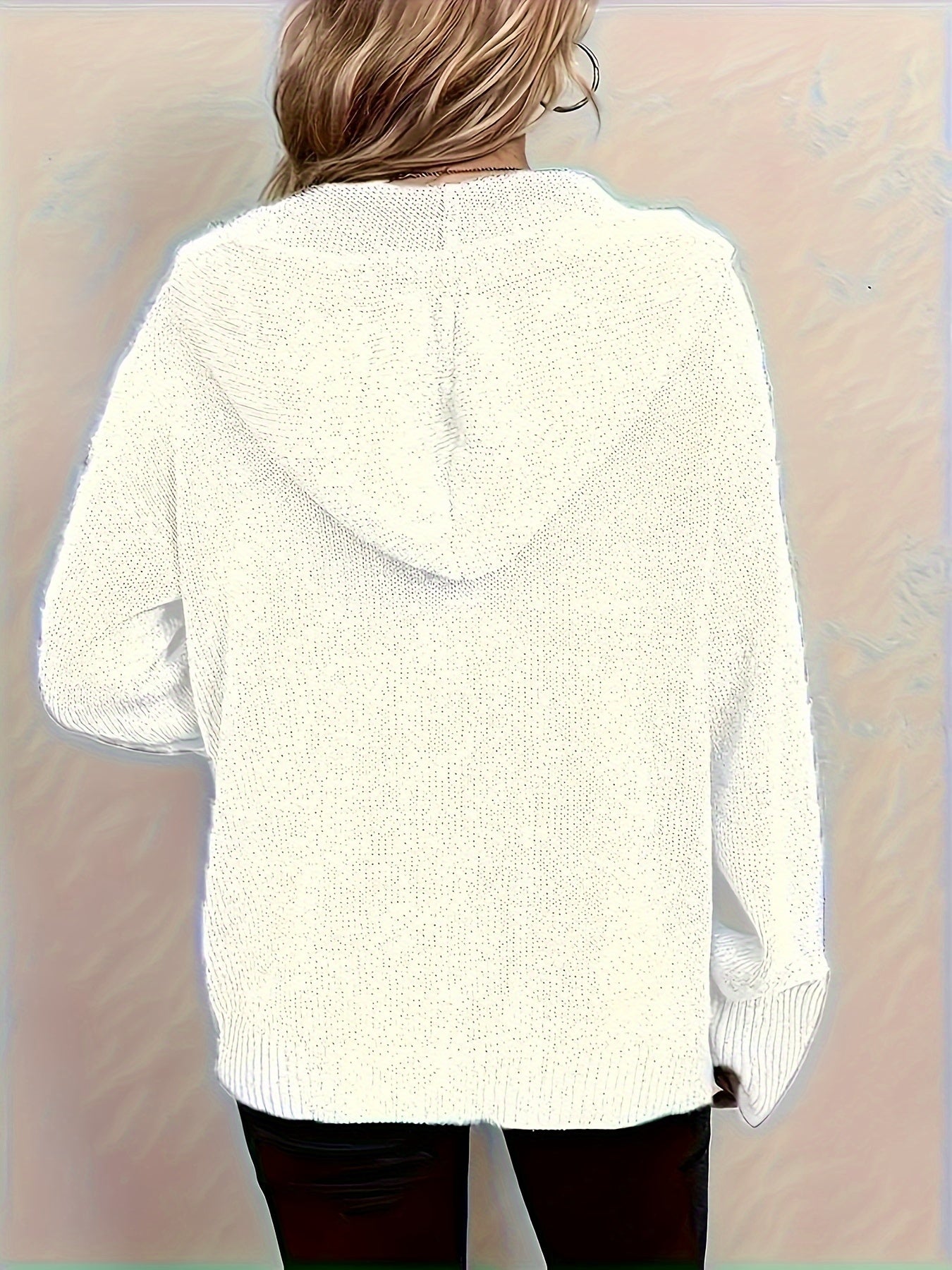 Cozy Solid Color Knit Cardigan - Women's Long-Sleeved Casual Button Front Hooded Jacket with Drawstring - Soft, Warm, and Versatile for Daily Wear