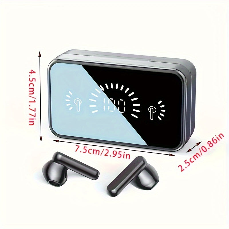 Intelligent Digital Display Power Wireless Earphones, High-end Fashionable Mirror Earphones, Mobile Phone Emergency Charging, Sports Game Music Headset