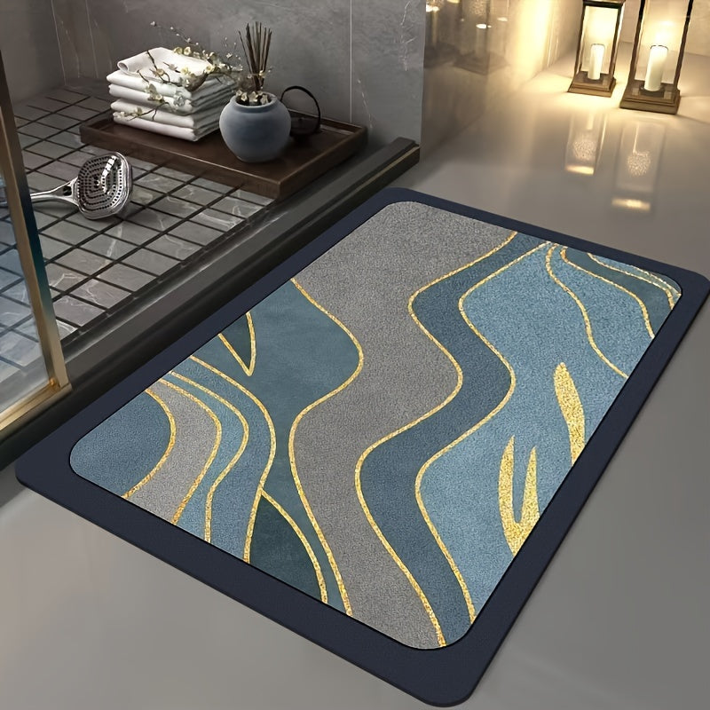 Luxury Quick-Dry Bath Mat - Thick, Absorbent Diatomaceous Earth with Non-Slip Rubber Base for Bathroom Entrance