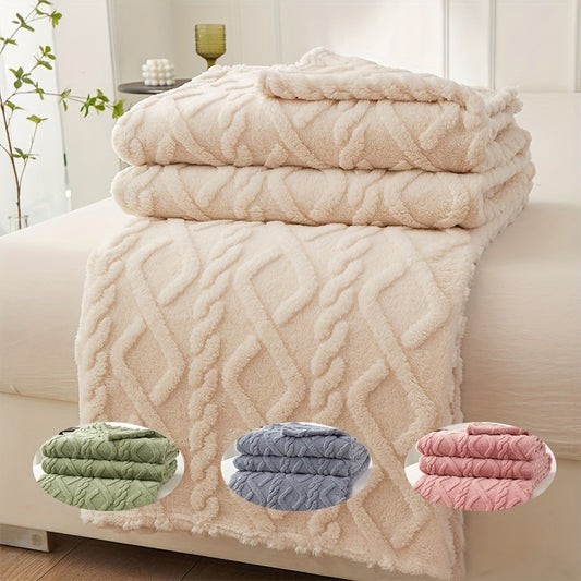 Ultra-Soft Lamb Fleece Blanket - Comfortable, 3D Fashionable Design, Plush, Thick, Warm, Multifunctional for Bed, Couch, Travel - Soft, Air-Conditioning, Flannel, Throw Blanket for Cozy Nights